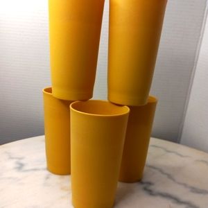 Tupperware  Harvest Gold 12oz Tumbler Cups Glasses Lot of 5 Vintage #873-14